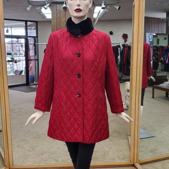 Taffeta Silk Jkt with Fur Trim